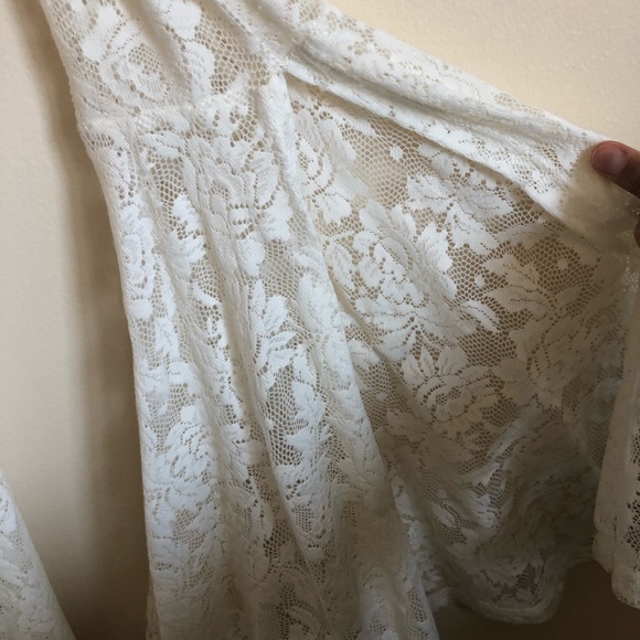 Forever 21 Lace Cream Mini Dress w/ Bell Sleeves - Picture 3 of 4